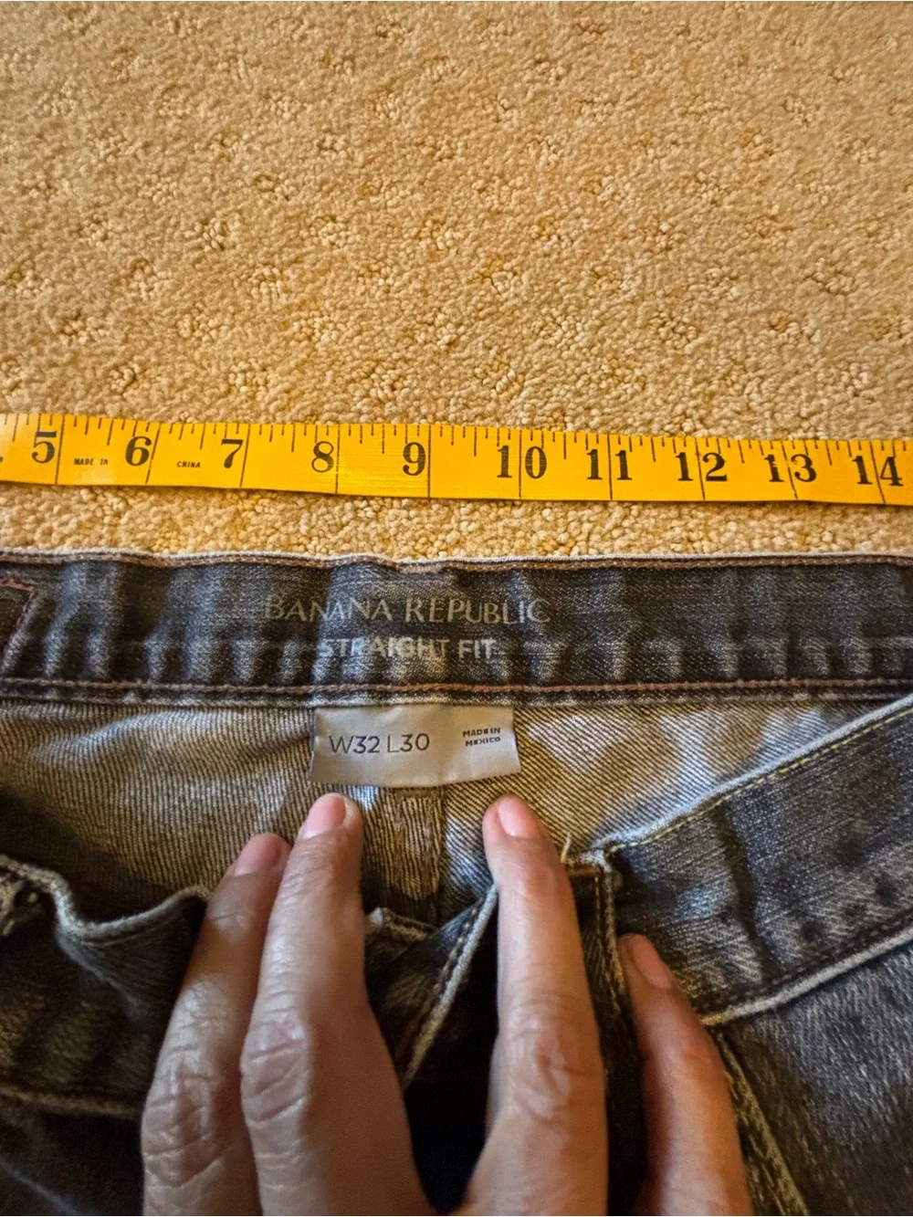 100% Cotton Banana Republic Straight Fit Jeans - Gray Denim W32 L30